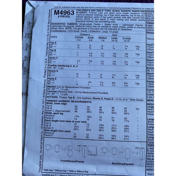 Simplicity sewing pattern  4963 Kids nightshirt pajamas top pants - Picture 4 of 5